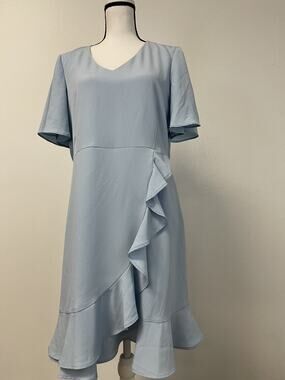 River Woods A Line Dress Womens 8 Blue Swing Ruffle Short Sleeve FR:40 N133